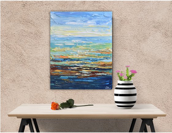 Sunrise II - Impasto Abstract Seascape Painting