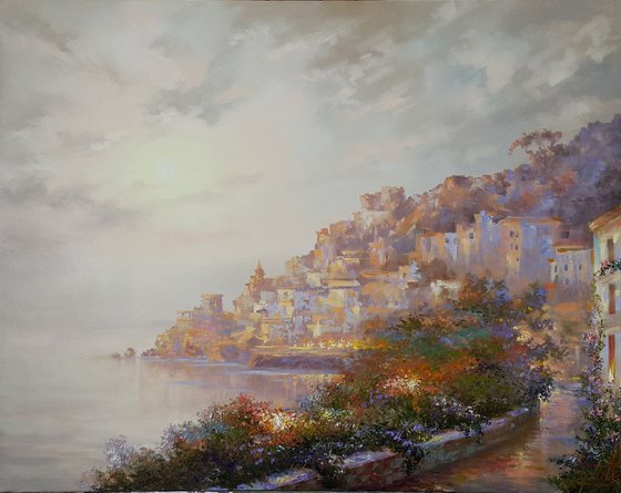 Painting Italian landscape, oil original art, canvas
