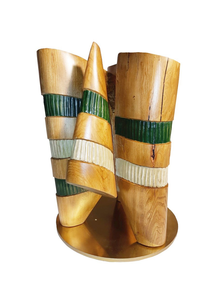 Urban And Pop Abstract Wood Sculpture By George Troyanov, 13 X 16, Revival, Original Artwork