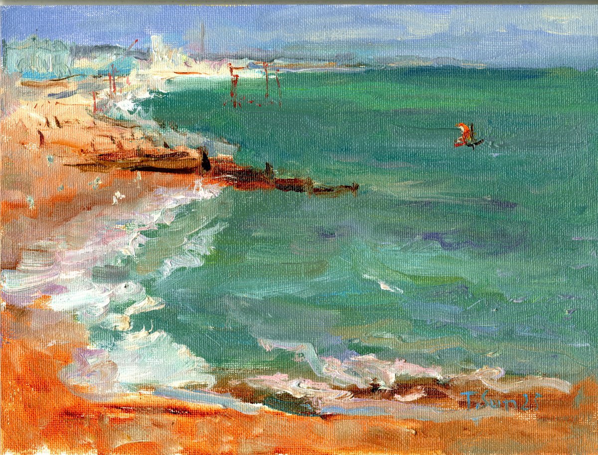 Summer`s Beach, Hove . Uk By Tanya Sun, 9 X 7, Artwork For Sale On Artfinder