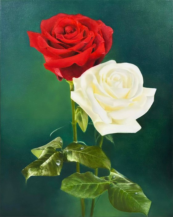 Unbreakable Bond. Red and White Roses
