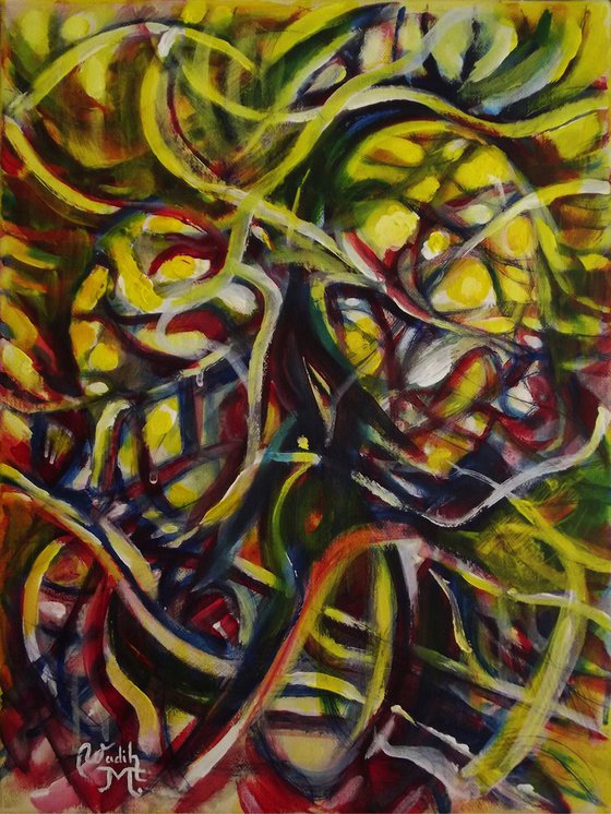 THE DOUBLES- Abstract Double figure - Modern Painting - 30x40 cm