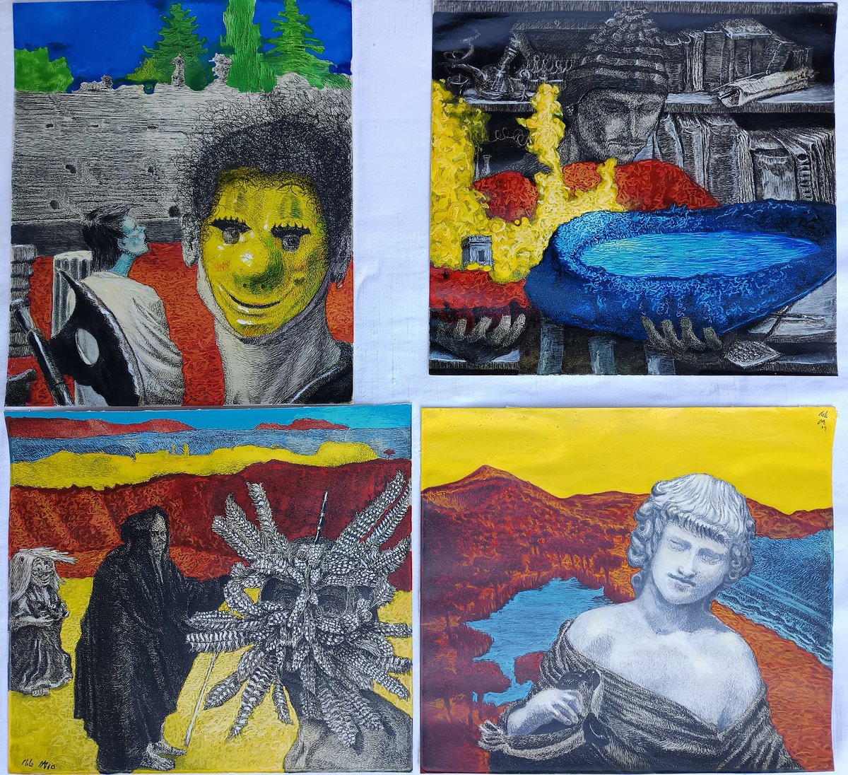 Portrait Painting By Antonio Mele, 27 X 24, Campi Flegrei 5, Original Artwork