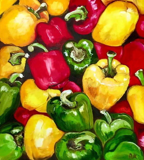 Peppers , oil painting