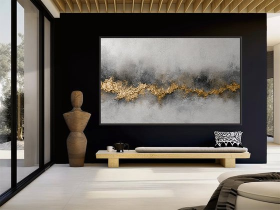 Gold Leaves in Gray Mist