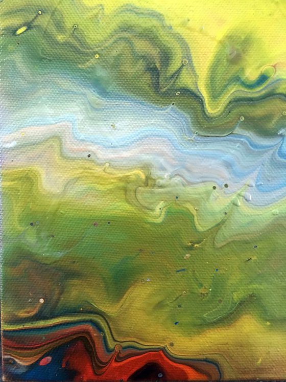 "A River Runs Through It" - Original Small Abstract PMS Fluid Acrylic Painting - 12 x 9 inches