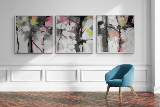 Triptych Garden in Fog