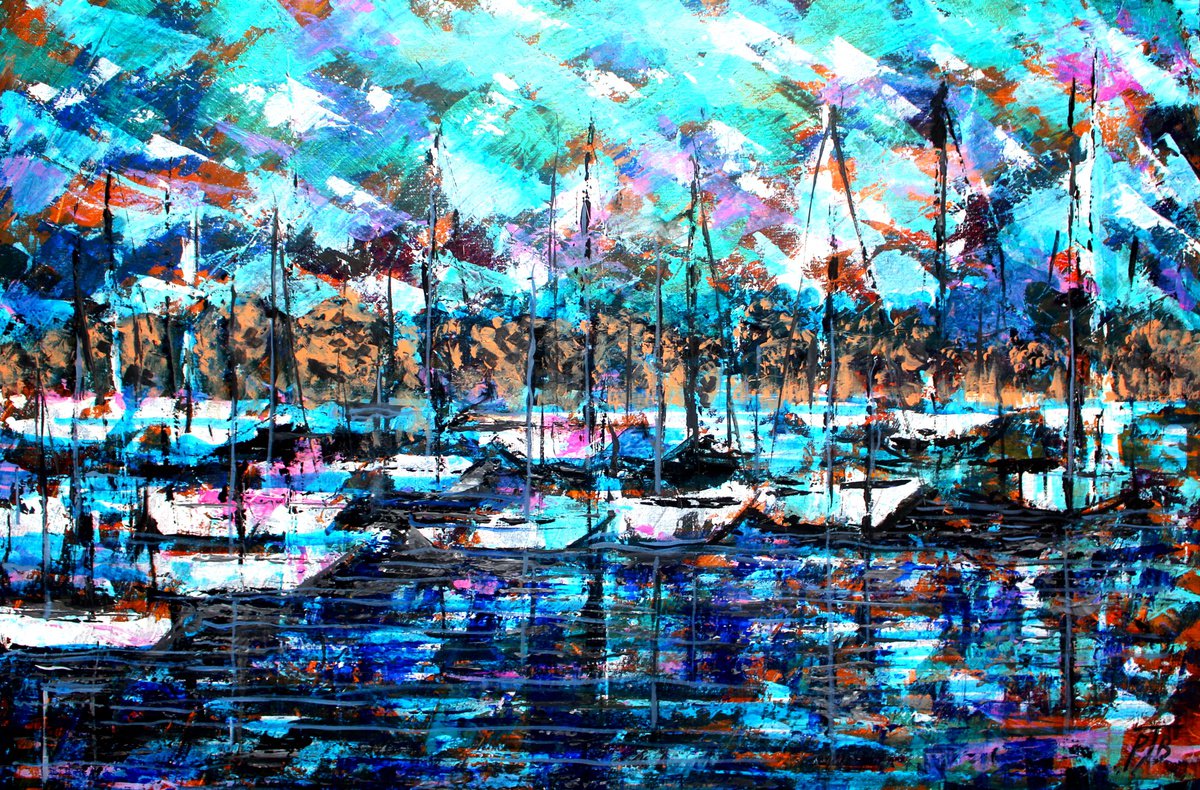 Lymington Harbour View Ii By Paul J Best, 36 X 24, Artwork For Sale On Artfinder