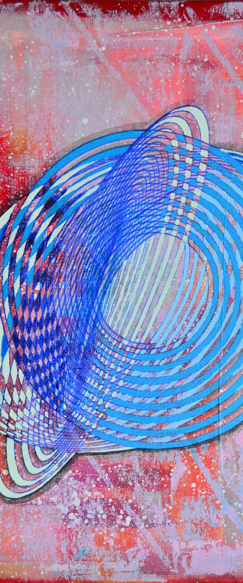 Blue Galactic - Original Vibrations Abstract Painting Art On Canvas Ready To Hang by Jakub DK - JAKUB D KRZEWNIAK