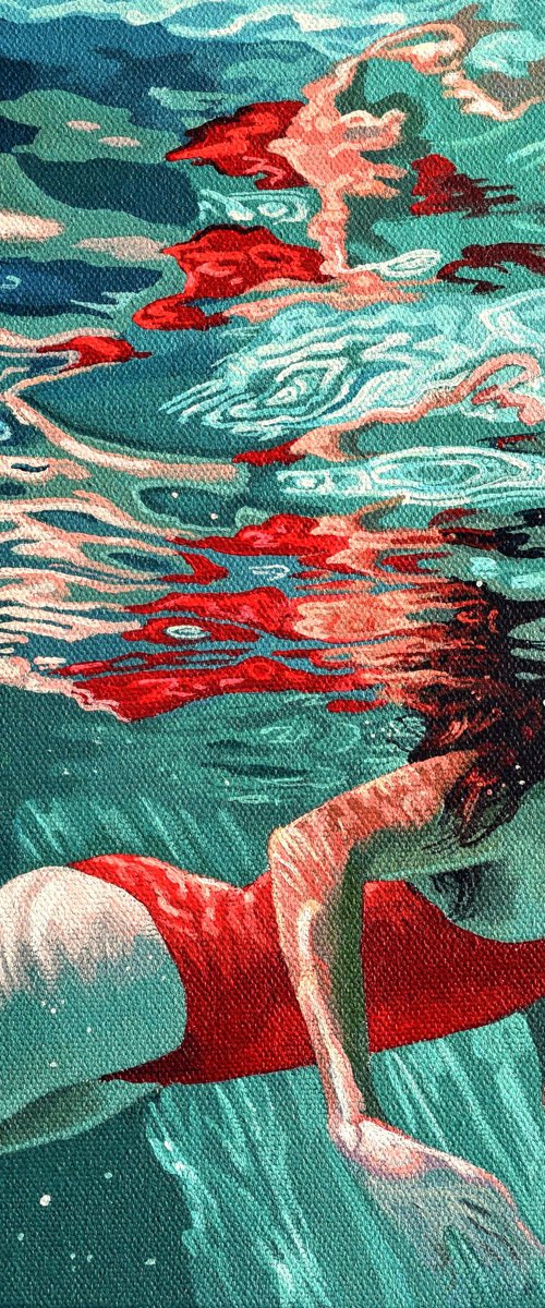 Underneath LXII - Miniature swimming painting by Abi Whitlock