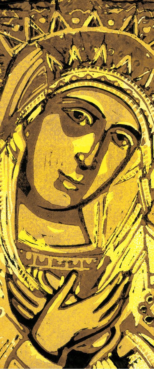 Panagia Skopiotissa - Linoprint inspired by a 13th century icone by Reimaennchen - Christian Reimann