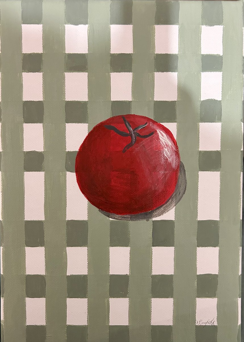 Impressionistic Still Life Acrylic Painting By Amelia Taylor, 8 X 12, Tomato, Original Artwork