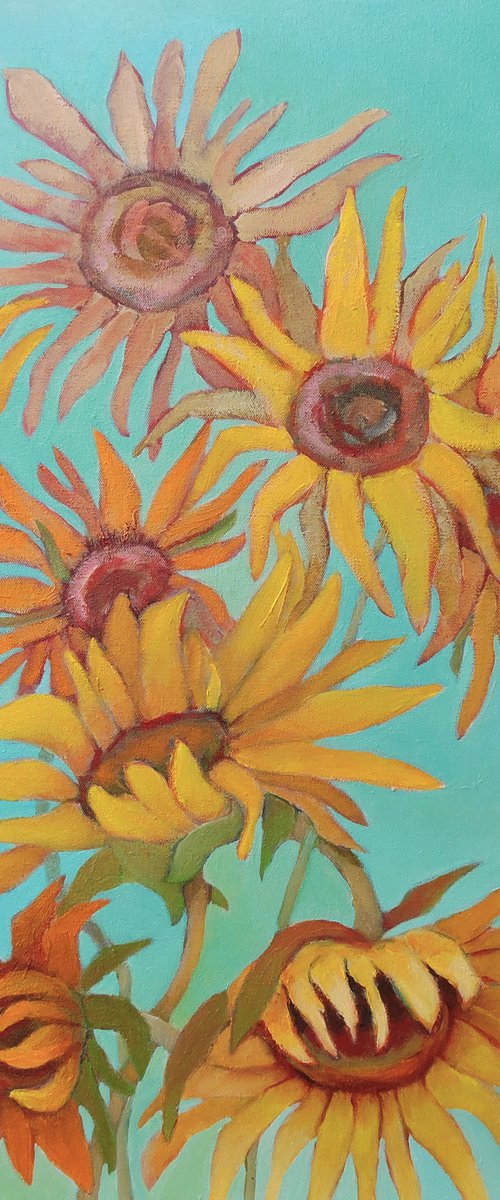 End of Summer ( Sunflowers). by Veta  Barker
