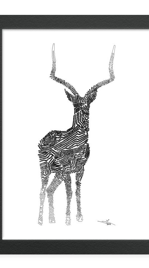 Reindeer Artwork: Framed, 16 x20 inches(40x50cm) by Jeff Kaguri
