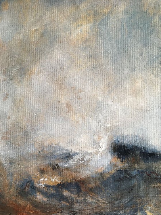The Reprieve. Abstract Seascape. Ready to hang 20x20 inches.