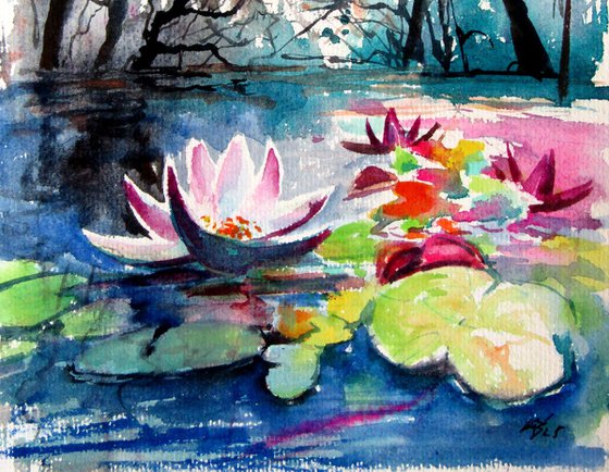 Forest with water lily