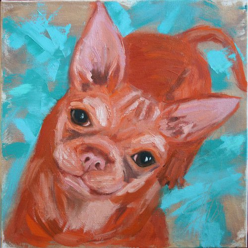 Invitation to Play... Portrait of a Dog /  ORIGINAL PAINTING by Salana Art Gallery