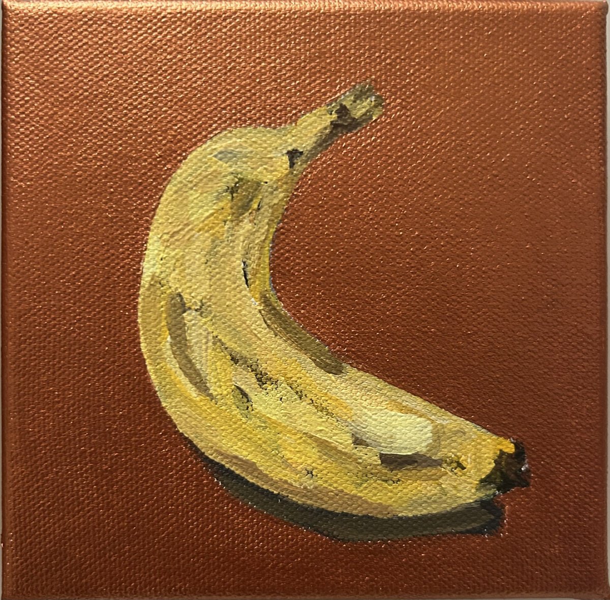 Dinky Banana On Metallic Copper By Sarah Adams, 5 X 5, Artwork For Sale On Artfinder