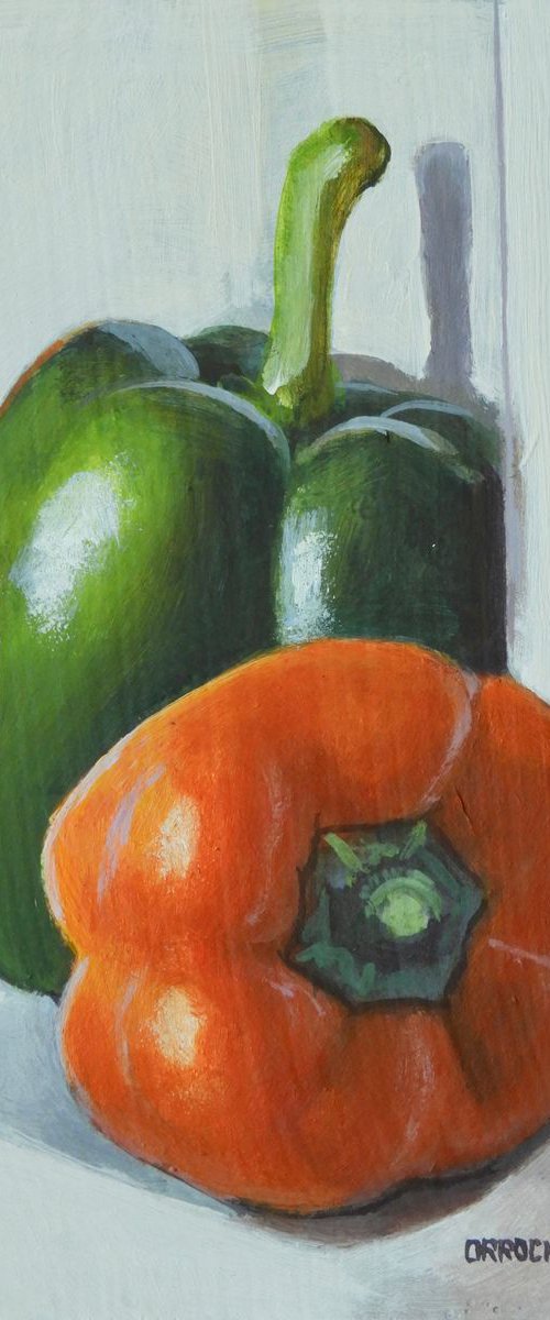 Green & Orange Pepper by Peter Orrock