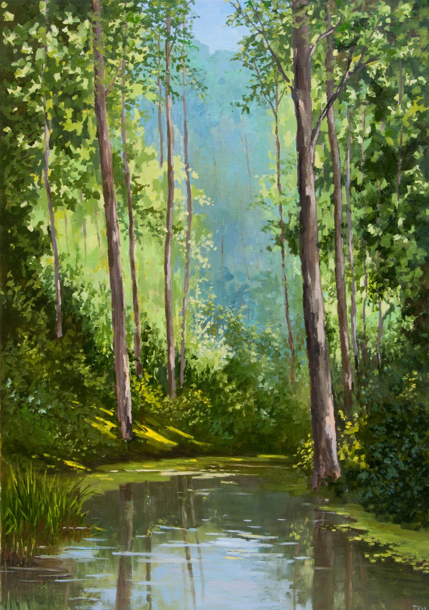 Forest chill. Oil painting. Landscape. Original Art. Large painting. On