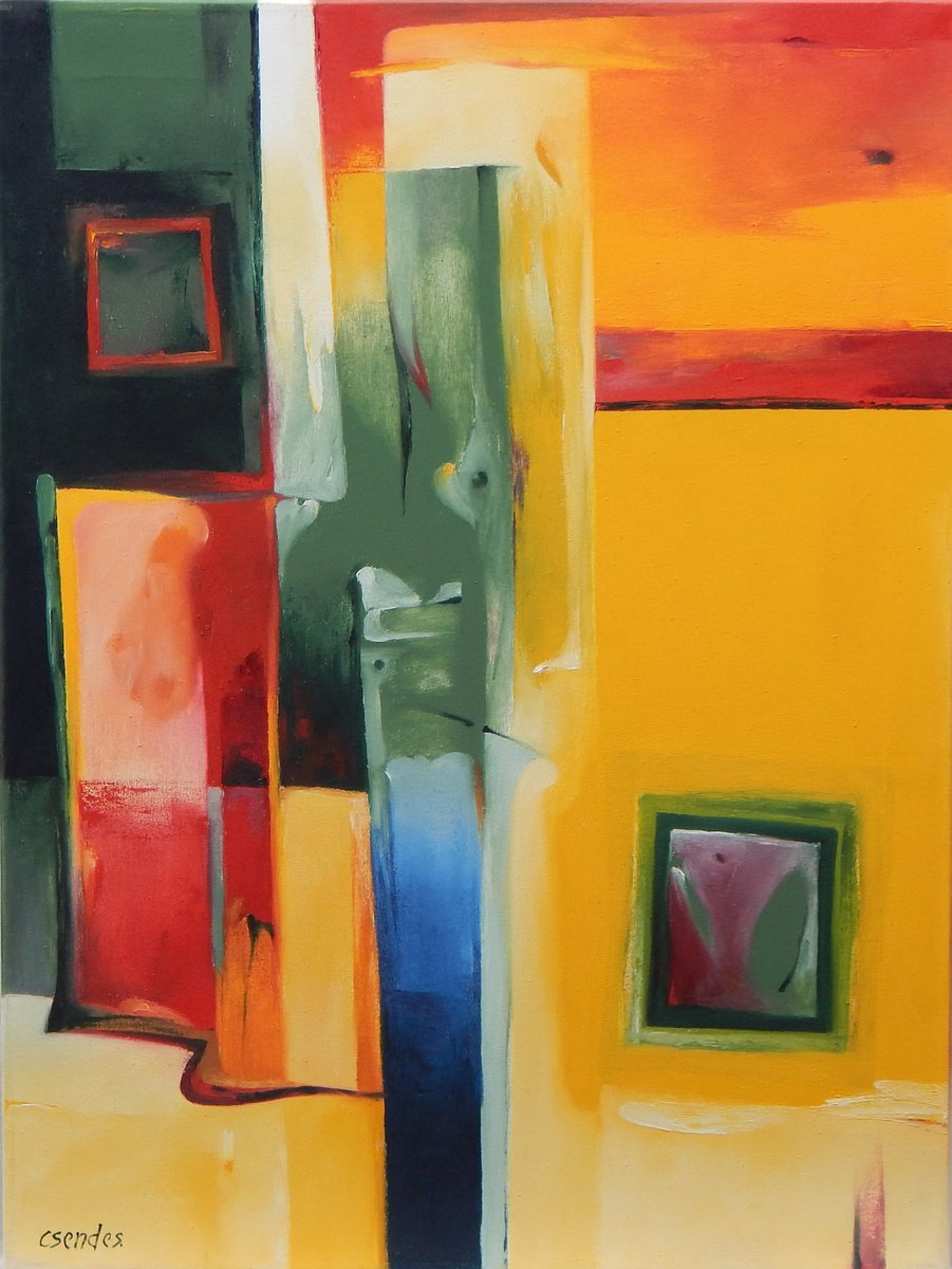 Expressive Abstract Oil Painting By Csaba Csendes, 24 X 31, Breaking, Original Artwork