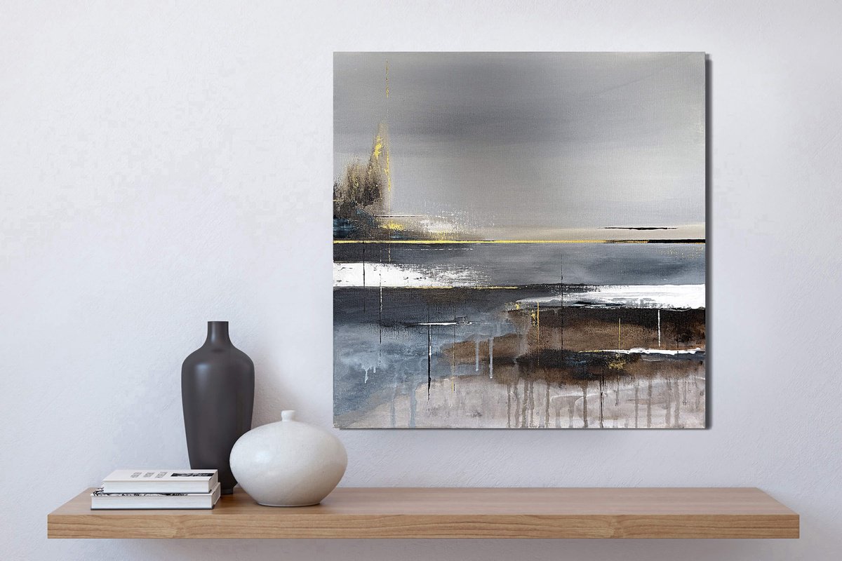 Gilded Driftline By Tatiana Malinovscaia, 16 X 16, Artwork For Sale On Artfinder