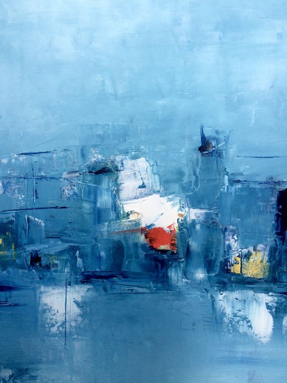 La Laguna. (The Lagoon) 70X70 cm. Abstract Painting.