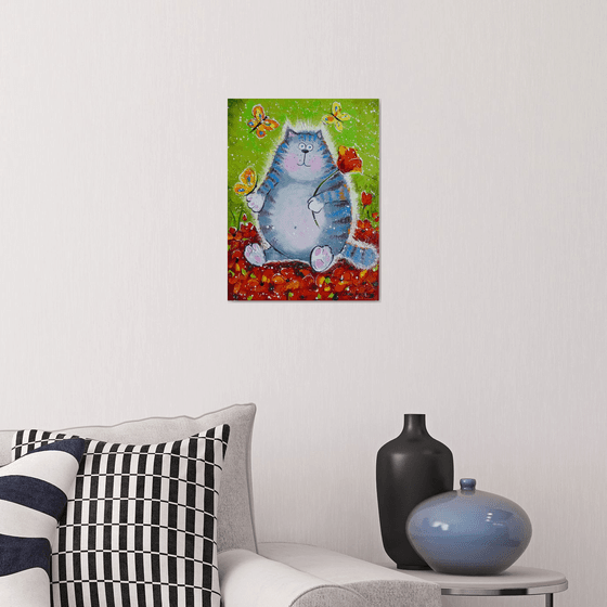 Cat in a flower paradise