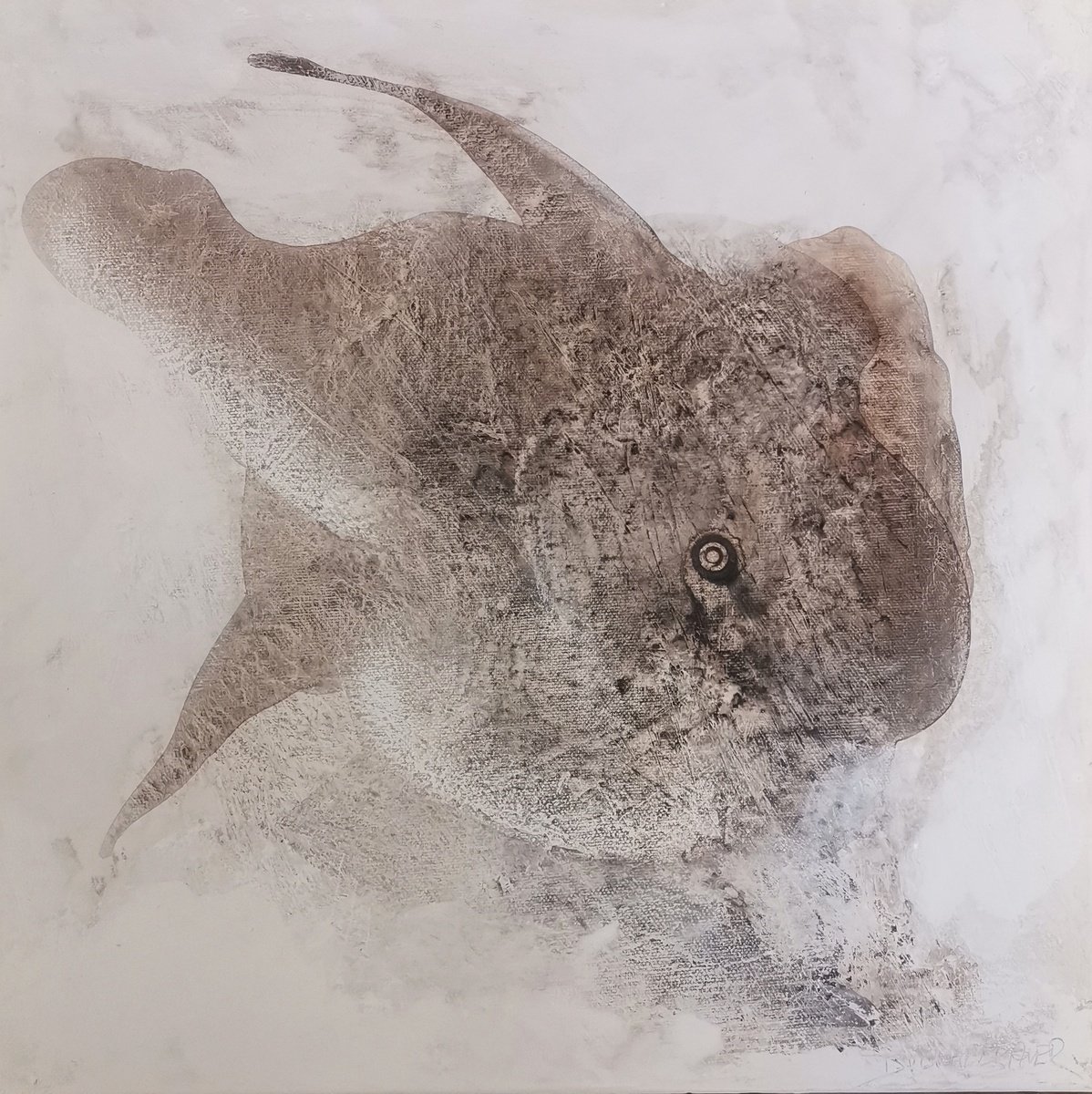 Impressionistic Animal Acrylic Painting By Doris Duschelbauer, 16 X 16, Untitled # 1, Original Artwork