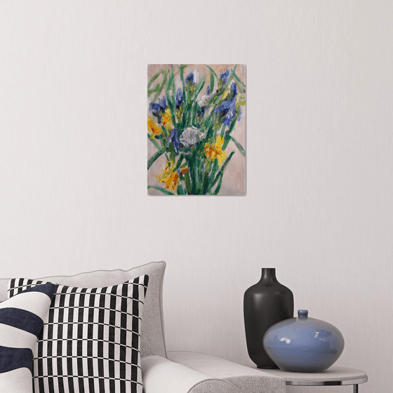 Summer bouquet with irises... /  ORIGINAL PAINTING