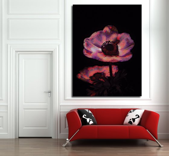 Tres flores rosa/XL large original artwork