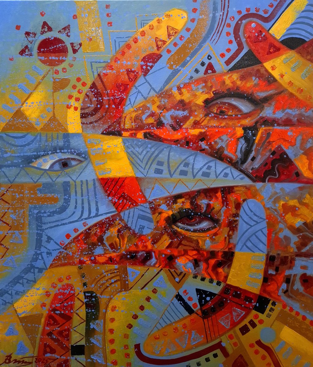 Surrealistic Animal Oil Painting By Serhii Voichenko, 24 X 27", Boomerang Watchers, Original Artwork