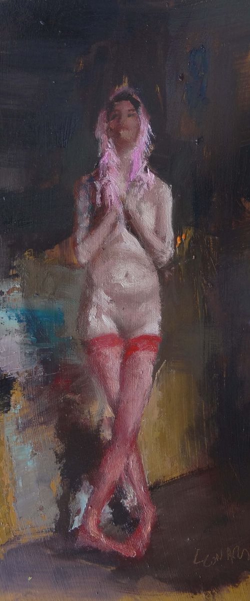 Joséphine with pink shawl by Manuel Leonardi