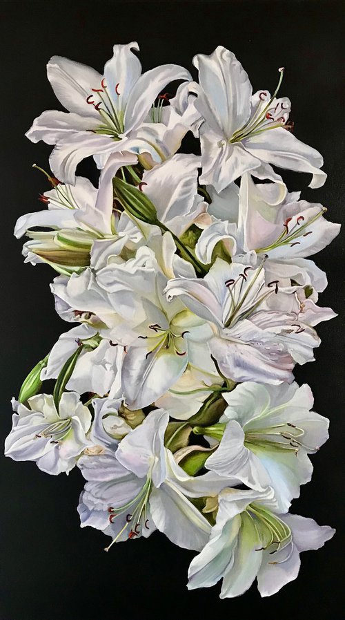White lilies by Natalia Lugovskaya