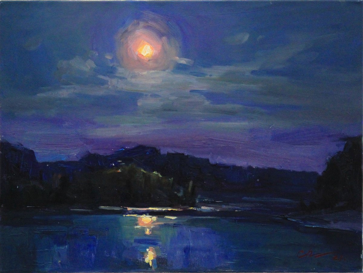 Moonrise By Serhii Cherniakovskyi, 24 X 18, Artwork For Sale On Artfinder