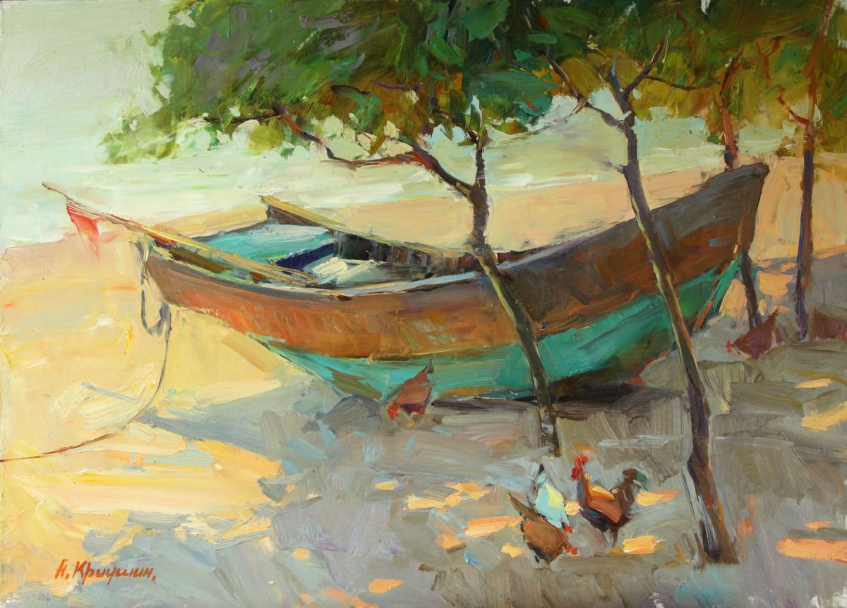 Impressionistic Landscape Oil Painting By Aleksandr Kryushyn, 28 X 20, In The Shadow, Original Artwork