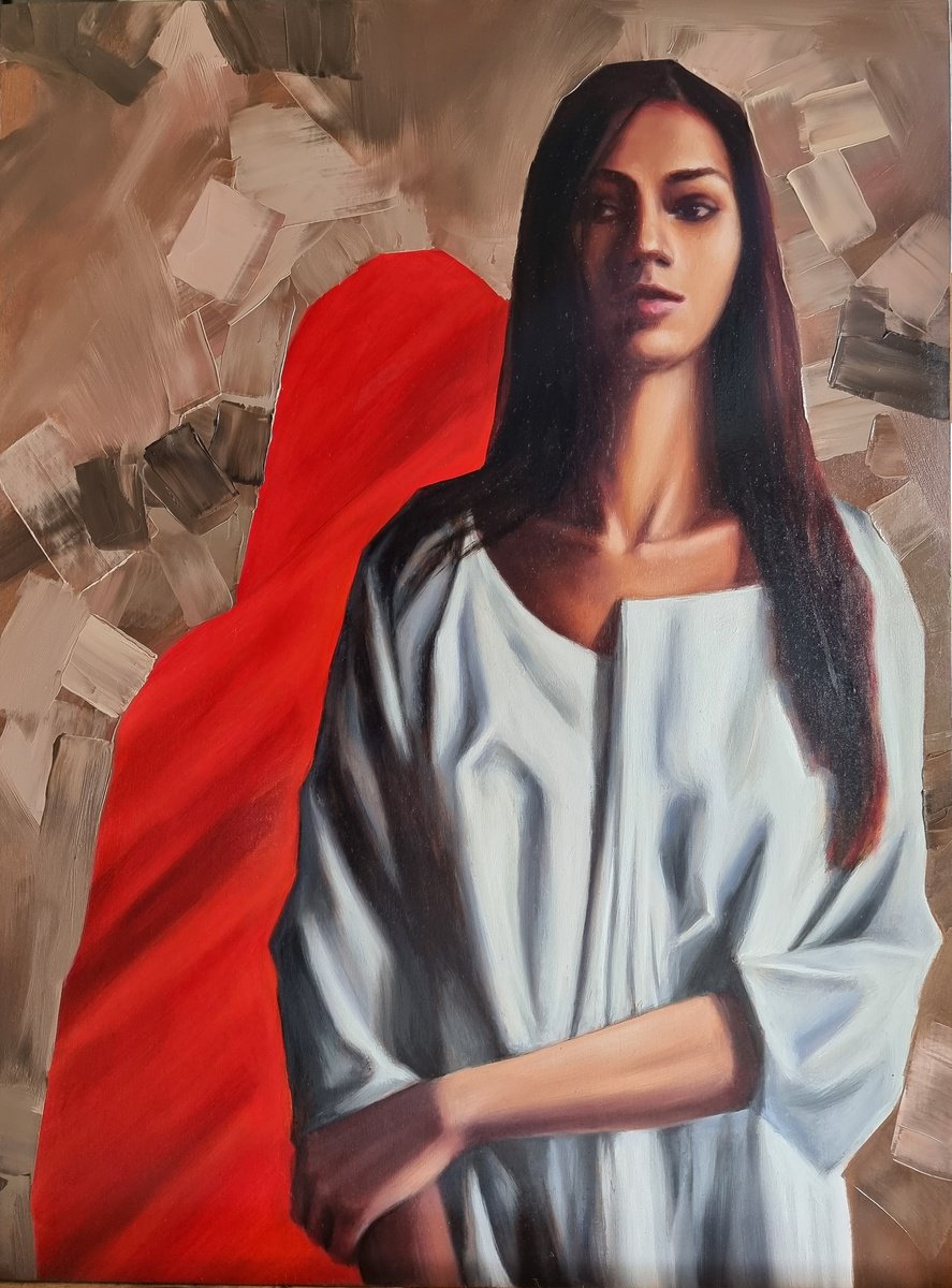 Expressive Portrait Oil Painting By Artmoods Tp, 18 X 24, The Follower, 2, Original Artwork