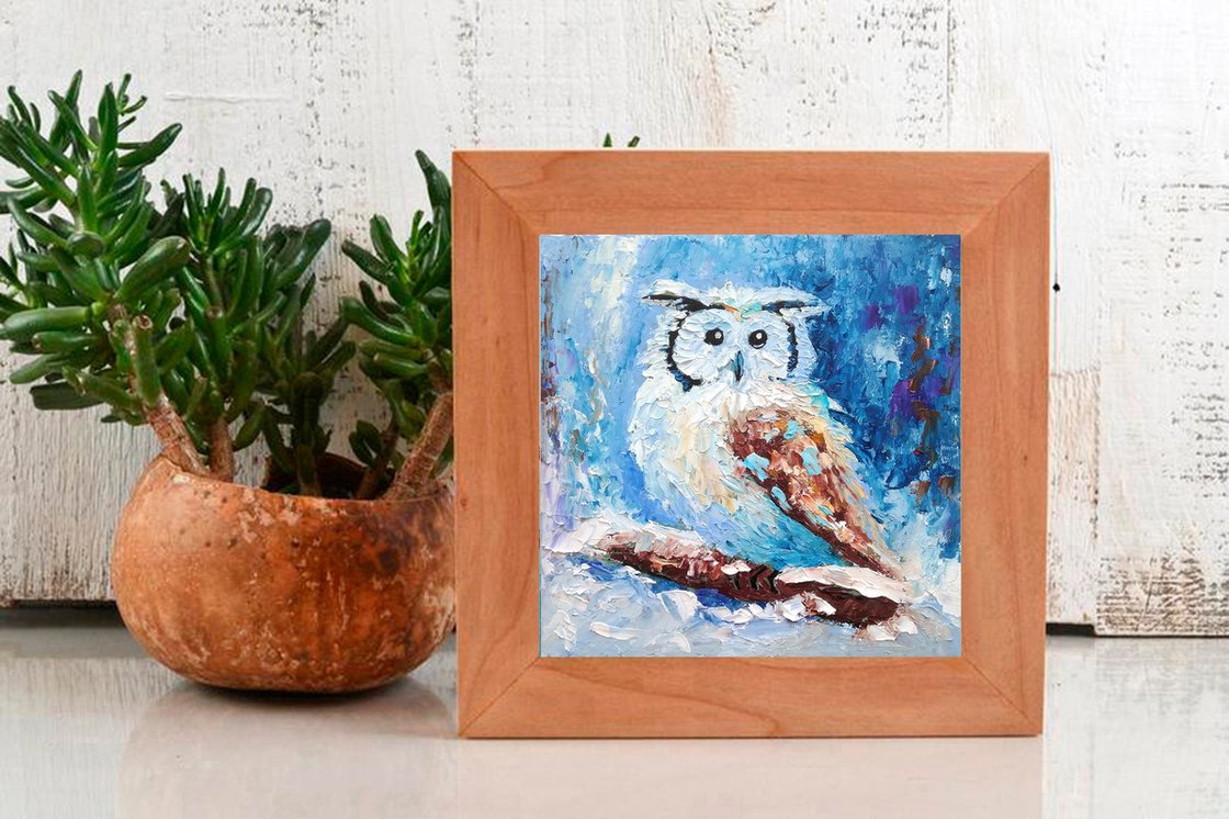 Woodland Animal Painting, Owl Portrait Impressionist Original Oil deals Artwork, Small Art, Mini Painting,