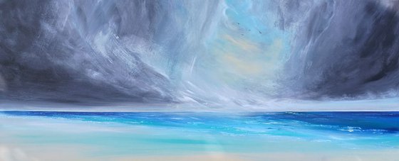 Seascape, Let the Light Shine In - Panoramic, XL, Modern Art Office Decor Home