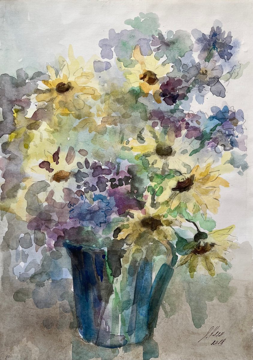Bouquet. Original watercolour painting. by Elena Klyan