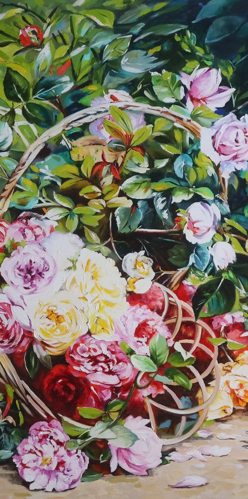 Roses in a Fallen Basket by Natalia Shaykina