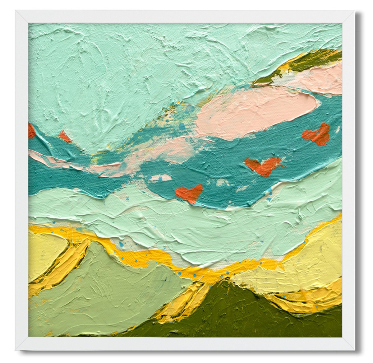 Minty Abstract Landscape Oil Painting by Suzie Cumming