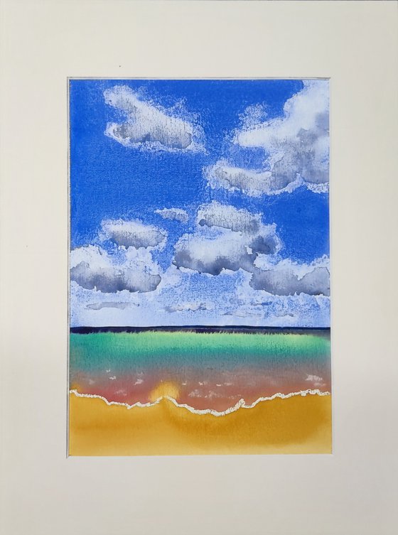Turquoise Seawave Watercolor