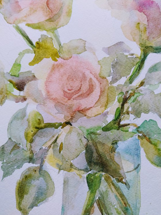 Roses. Original watercolour painting.