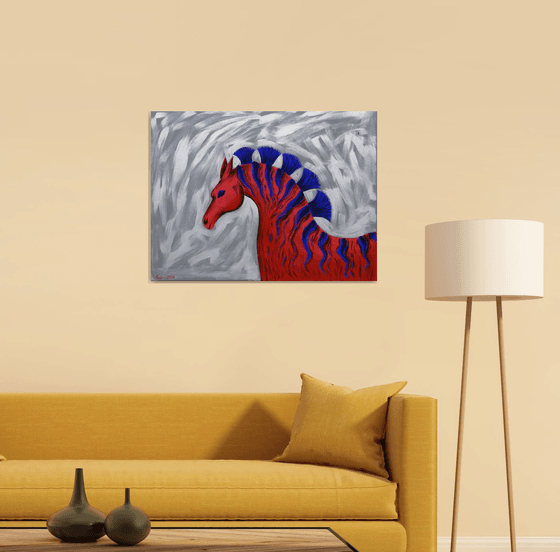 Red zebra-horse