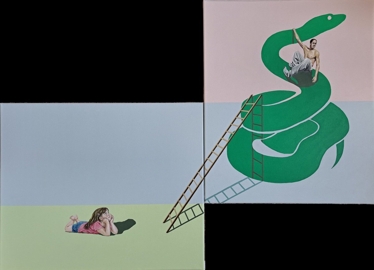 Urban And Pop Painting , Snake And Ladder By Lee Jenkinson, 43 X 31, Artwork For Sale On Artfinder