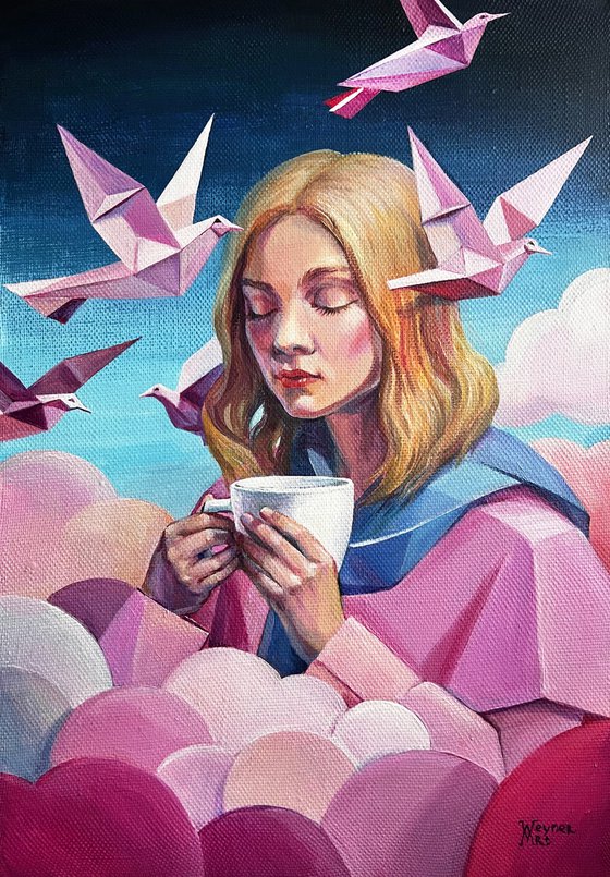 Morning. In pink clouds.