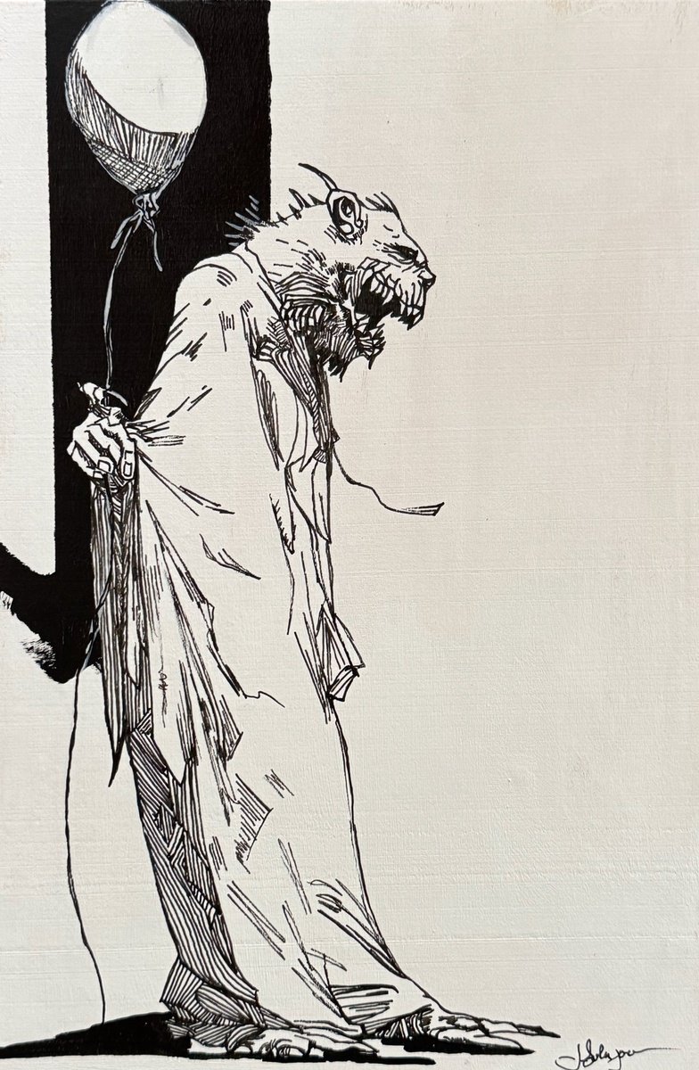 Illustrative Animal Ink Drawing By Lola Jovan, 8 X 12", Marvin Makes Messes, Original Artwork