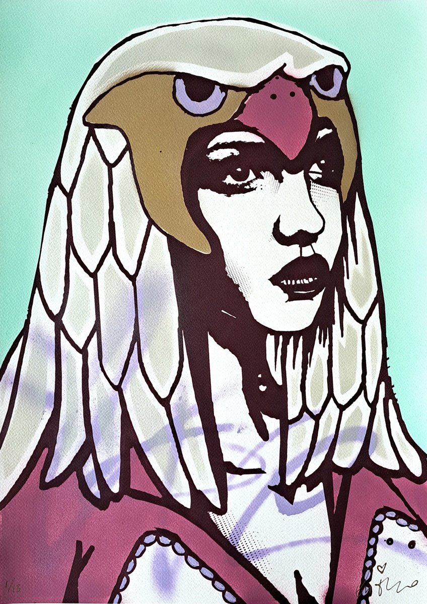 Urban And Pop Portrait Screenprint By Copyright, 14 X 20, Sorceress Emerald, Original Artwork
