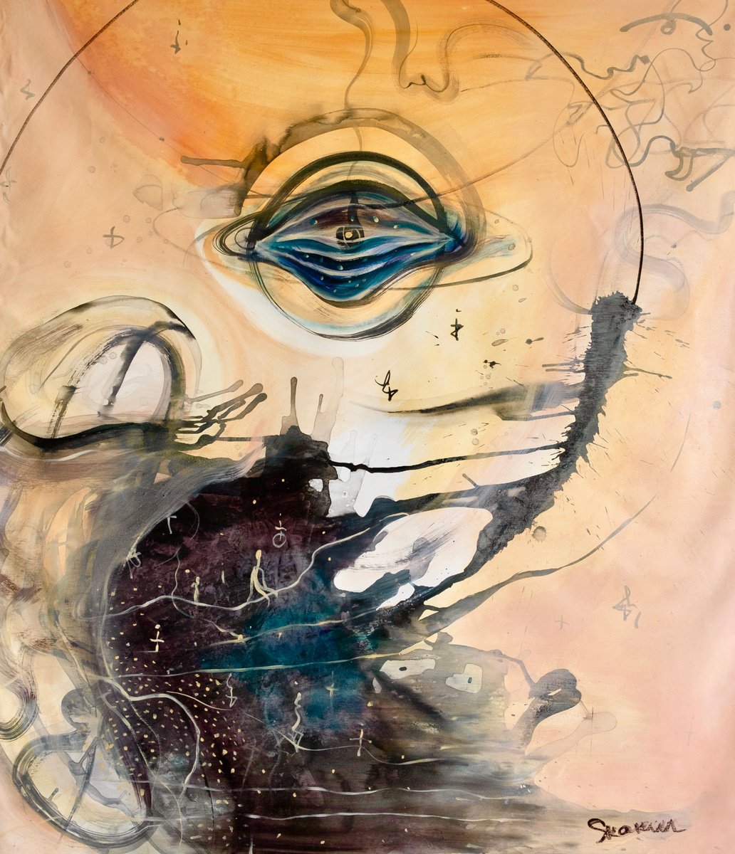 Expressive Abstract Oil Painting By Mari Skakun, 47 X 55", Cycle, Original Artwork